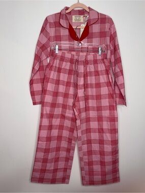 NWOT SZ BLOCKPRINTS FLAMINGO & RED Pajama Set